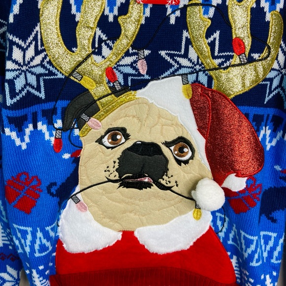 BLIZZARD BAY Christmas Pug Reindeer Sweater Men’s Size Small - Picture 3 of 5